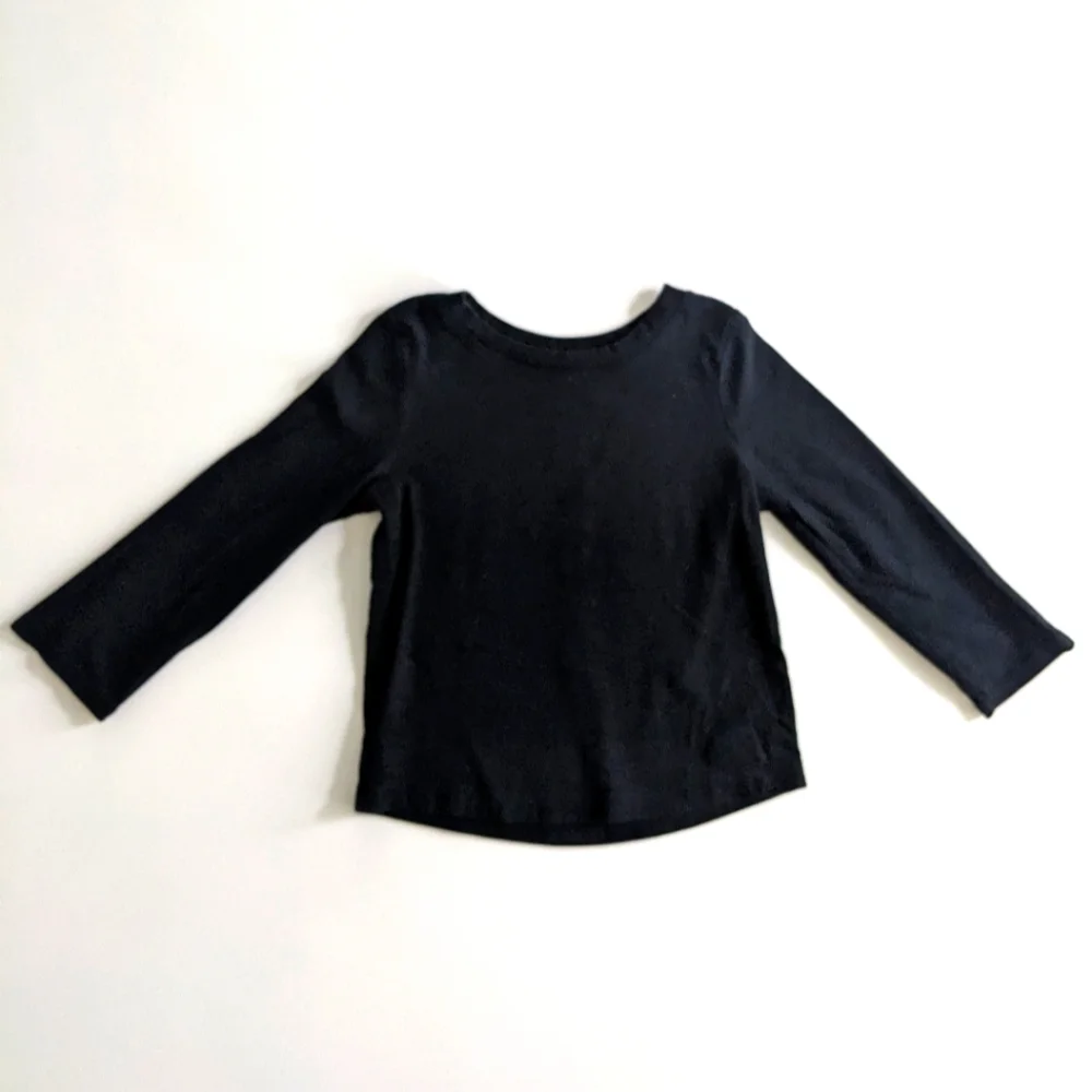 Cat & Jack 2T Black Unisex Long Sleeve Crew Neck T-shirt